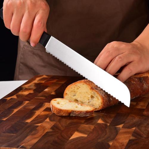 Bread Knife, Serrated 8 inch Bread Knifes for Homemade Bread Sourdough, Blade Razor Sharp and Wavy Edge from Professional Stainless Steel
