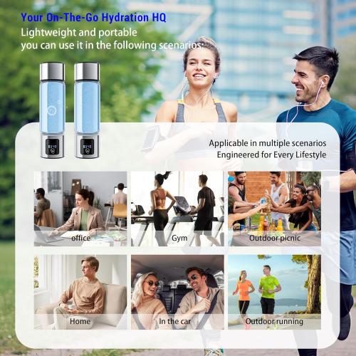 Upgrade 3-in-1 Hydrogen Water Bottle Generator with Display - Industry TOP - 24-Hour Hydrogen Lock | 0 Chlorine & 0 Ozone | 100% Leak-Proof Seal, for Sports and Fitness,with Hydrogen Straw
