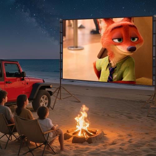 Projector Screen with Stand - 150 Inch Portable Projector Screens Outdoor Indoor Projector Screen 16:9 4K HD Outdoor Movie Screen with Carry Bag,Enioy Home Theater Projection Screen