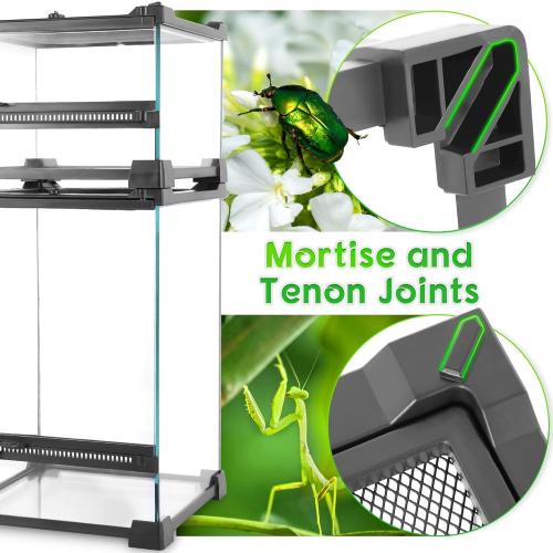8x8x12 Reptile Terrarium, Single-Door Glass Arboreal Vivarium for Small Arboreal Lizards Such as Small Day Geckos, with Lock, Cable Port & Waterproof Deep Base Below Front Door