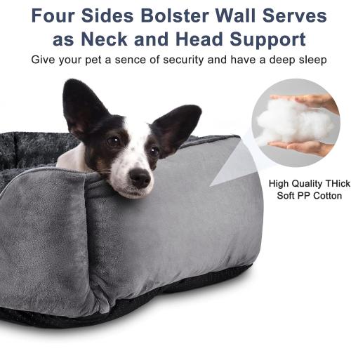 JOEJOY Rectangle Dog Bed for Large Medium Small Dogs - Washable Orthopedic Sofa Bed, Soft Breathable Puppy & Pet Cuddler, Durable Calming Dog Bed with Anti-Slip Bottom, Multiple Sizes, Dark Grey