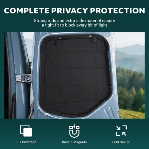 Extra-Thick Rear Door Window Covers(Pair) for Ford Econoline Van, Magnetic Insulated Blackout Window Sunshade, Foldable Design, AllSeasonGuard Pro