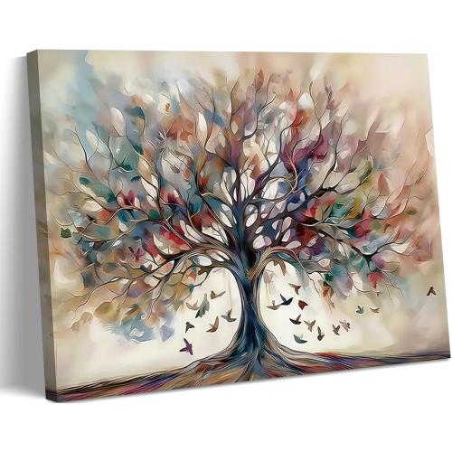 Kyiyhzp Tree of Life Canvas Wall Art plant abstract painting print artwork Modern Ready-to-Hang Decor for Living Room, Bedroom, Dining Room or Home Office, Nature Style Home Wall Decor Large
