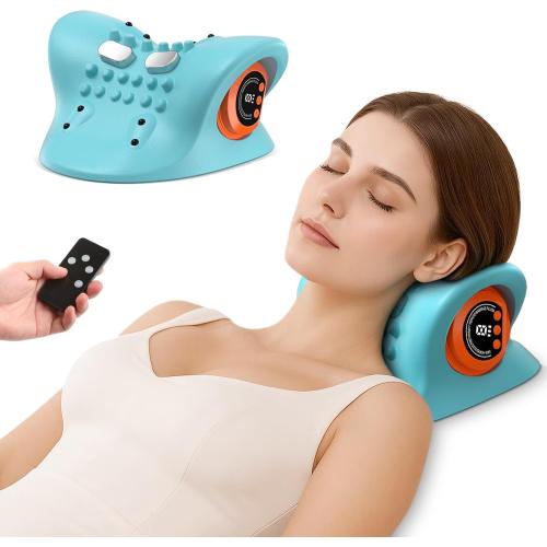 Neck Massager 2026 Portable Neck Traction Device, Cervical with Heating & Vibration–Relieve Muscle Tension,4-in-1neck Customizable Massage Modes with Wireless Remote Control