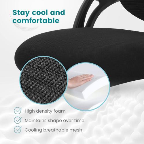 Smug Home Office Desk Chair - Ergonomic Mid-Back Computer Task Chair with Comfy Lumbar Support, Mesh Rolling and 360° Swivel, Flip-up Armrest for Home, Bedroom, Gaming, Study, Student, Black