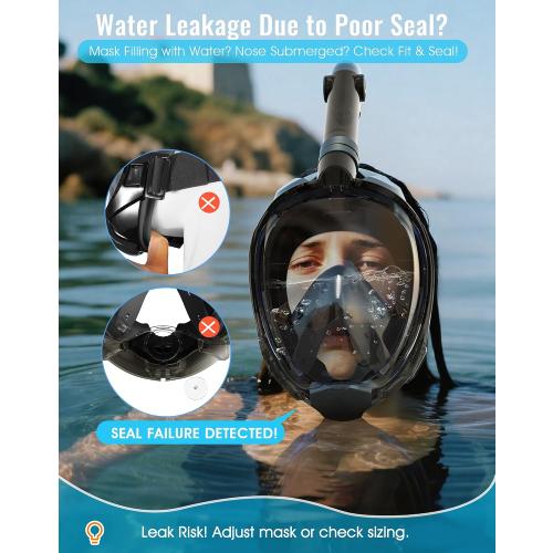 Color Grey Greatever G2 Full Face Snorkel Mask with Latest Dry Top System,Foldable 180 Degree Panoramic View Snorkeling Mask with Camera Mount,Safe Breathing,Anti-Leak&Anti-Fog