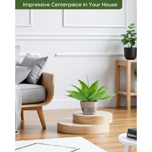 Size 15 Color Green Velener Fake Agave with Burlap Bag, Artificial Plant Outdoor Agave - Fake Plants for Indoor and Outdoor Decor(15 Inch)