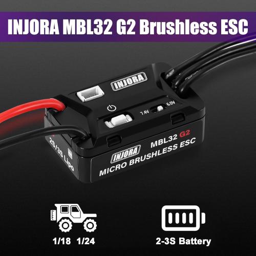 INJORA MBL32 G2 Waterproof Micro Brushless ESC for 1/24 1/18 RC Crawlers TRX4M Ascent18 SCX24 Upgrade