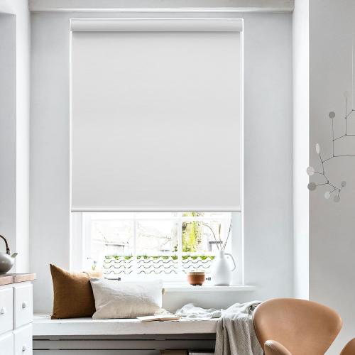 Changshade Custom Size Cordless Roller Shades, Blackout Roller Window Blinds with Thermal Insulated for Office, Living Room, Bedroom, Kitchen, Easy Installation,White