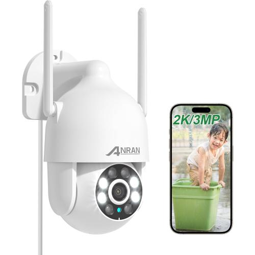 ANRAN 2K WiFi Security Camera Outdoor: 2.4/5GHz Dual-Band, Auto-Tracking, 2-Way Audio, Color Night Vision, 24/7 Recording, 3MP Pan-Tilt 360° View Camera for Home/House