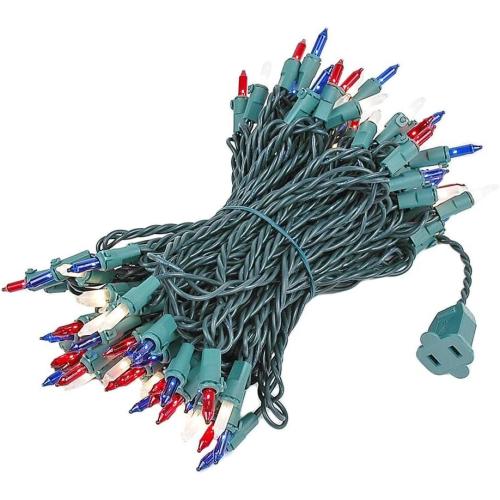 2Pack......Lights  Traditional Incandescent Mini Lights, Red/White/Blue on Green Wire with 6 Spacing, Commercial Grade and UL Listed for Indoor/Outdoor Use, End-to-End Connectable