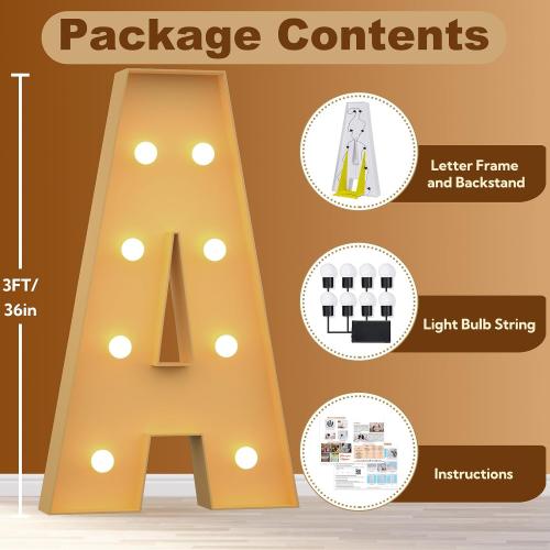 Marquee Letters 3 Feet Tall Large Light Up Letters for Baby Shower Will You Marry Me Sign Baby Sign Happy Birthday Party Decorations Big Letterboard A