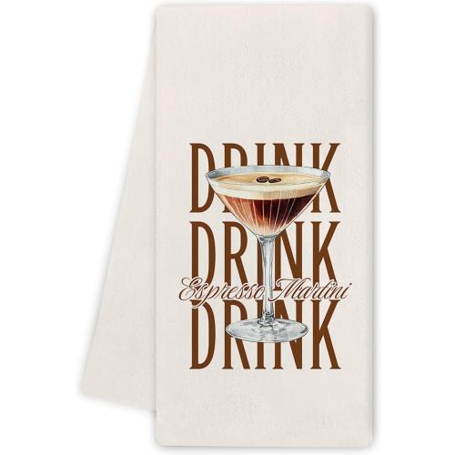 Espresso Martini Kitchen Towels - Bar Towels for Bartenders Kitchen, Espresso Martini Gifts, Funny Cocktail Hand Towels Dishcloth for Kitchen Bathroom Decorative, 16x24 Inch