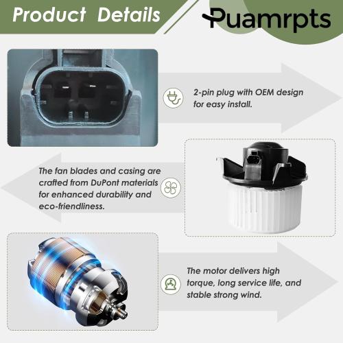 HVAC Heater Blower Motor and Resistor Kit Compatible with Chevy Silverado 1500 2003-2006, GMC Sierra 1500 2003-2006 - Replace# 700101 RU371, w/o ATC, with Console