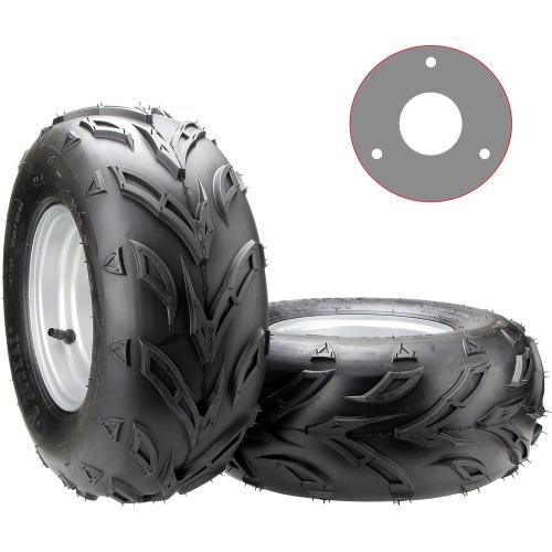 16x8-7 Go Kart Wheels, 16x8-7 Go Kart Tires with Wheels for Go Kart ATV UTV Quad 110cc 3 Bolts Set of 2 (Silver)