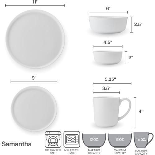 Mikasa Samantha Bone China Lightweight Chip Resistant 40 Piece Dinnerware Set, Service for 8