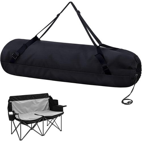 Double Camp Chair Replacement Bag, 48 Inches Heavy Duty Large Storage Bag, Nylon Folding Carry with Shoulder Strap Heavy Duty for Outdoor Camping Travel (Chair is Not Included)(Black)