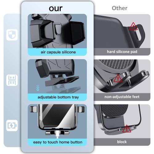 Car Phone Holder Mount Dashboard & Windshield Hands Free, Cell Phone Holder with Super Suction Cup and Long Arm Compatible with iPhone Samsung & Other Cellphone