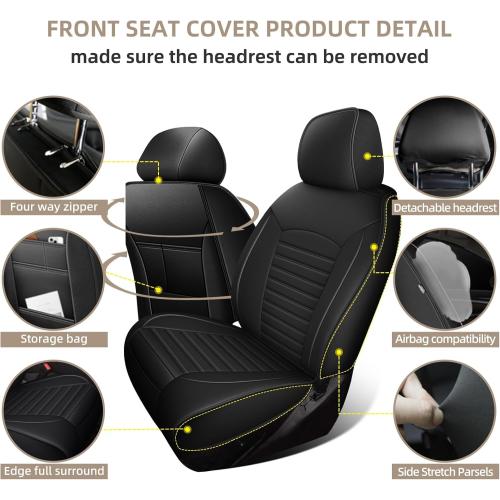 Front Car Seat Covers Custom Fit for Ford Edge 2007-2025, Leather Car Seat Covers Waterproof Automotive Seat Cushion Protector(2PCS Black)