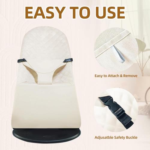 Fabric Seat for Bouncer, Replacement Cover for Baby Bjorn Bouncer Bliss, Soft Breathable Machine Washable (Beige, Cover Only)
