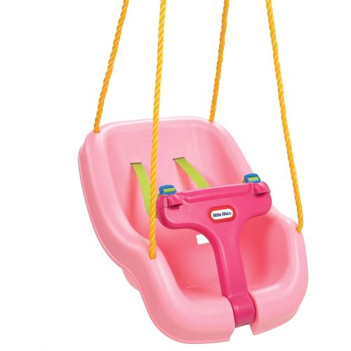 Little Tikes Snug 'n Secure Pink Swing with Adjustable Straps, 2-in-1 for Baby and Toddlers Ages 9 Months - 4 Years,16D x 16.3W x 17H