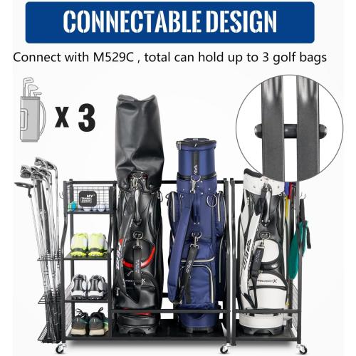 Mythinglogic Golf Storage Garage Organizer, Golf Bag Storage Stand and Other Golfing Equipment Rack, Extra Storage Rack for Golf Clubs