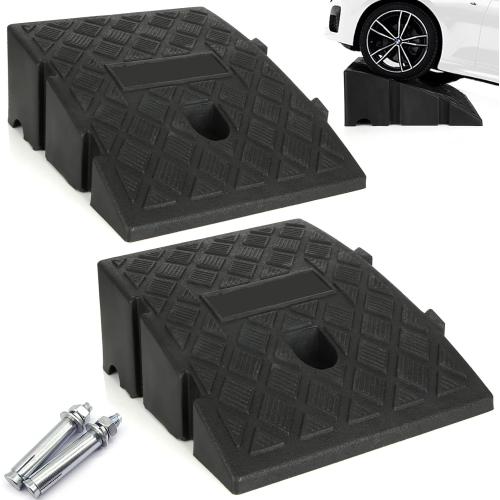 2PCS Driveway Curb Ramps 5 Rise Height Curb Ramp Interlock Curb Ramps for Driveway Low Cars Vehicles SUV Truck Motorcycle Wheelchair Bike