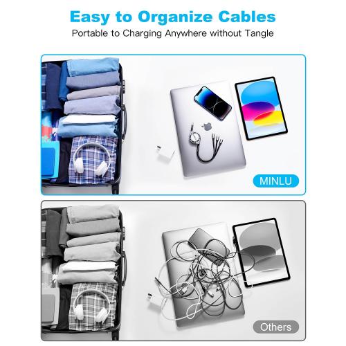 2 pack Multi Charging Cable 3A, [2Pack 4ft] Retractable Multi Charging Cord 3 in 1 Fast Charger Cord, USB C Charger Adapter with Lightning/Type C/Micro USB Ports for Cell Phones/iPhone/Samsung/PS/Tablets