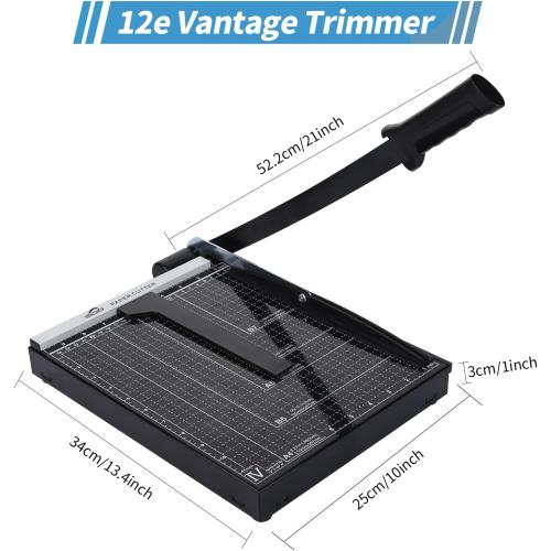 ISDIR Guillotine Paper Cutter 12 with Integrated Pressure Bar – Heavy Duty Metal Base, 12-Sheet Capacity, Magnetic Guide & Safety Guard – Precision Trimmer for Cardstock, Crafts, DIY, Photos & Office