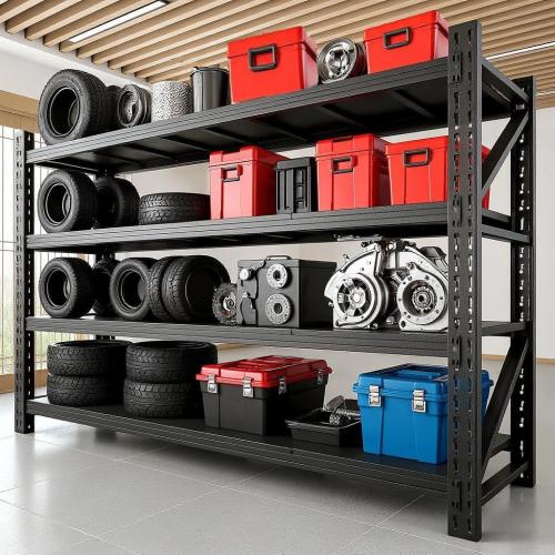 5000LBS Garage Shelving 59 W Heavy Duty Storage Shelves, 4 Tier Industrial Adjustable Metal Shelves, Shelving Units for Garages, Warehouses