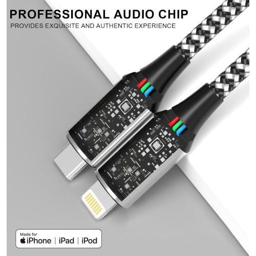 Apple MFi Certified Aux Cord for iPhone, 2 in 1 USB-C & Lightning to 3.5mm Jack Audio Cable for iPhone 16 15 14 13 12 11 XS XR X 8 7 6 iPad to Car/Home Stereo/Headphone/Speaker (Silver)