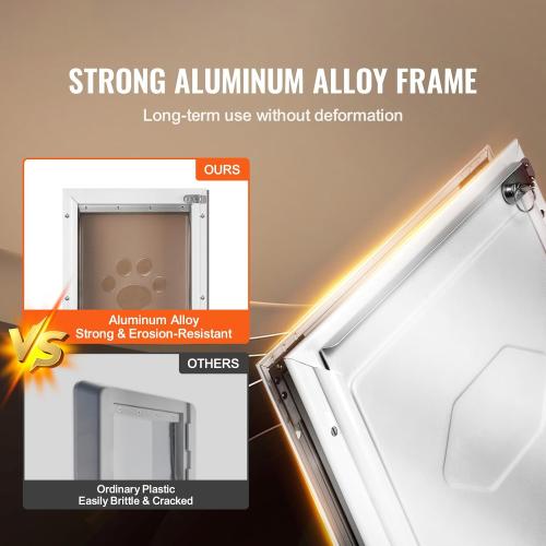 Happybuy Pet Door, 8.27 x 11.93 Aluminum Frame with Lock and Flap System, Weatherproof Doggy Door, Pet Door Suitable for Cat Doggie Kitties (White-Small)