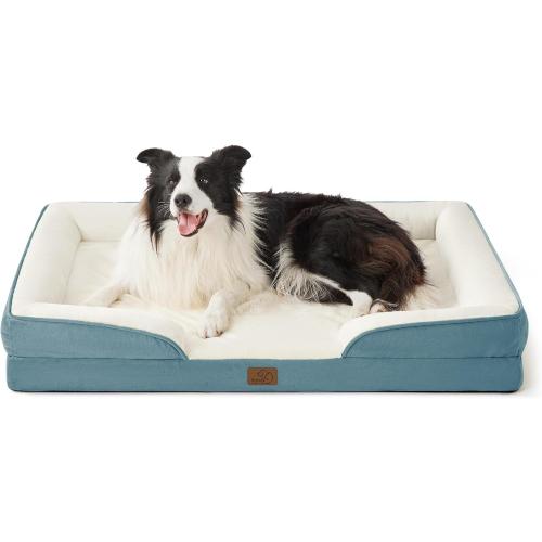 Bedsure Orthopedic Dog Beds Large Sized Dog - Washable Large Dog Cat Bed Waterproof, Comfort Dogs Couch Sofa with Washable Removable Cover, Pet Bed with Nonskid Bottom, Dune Haze Blue, 35