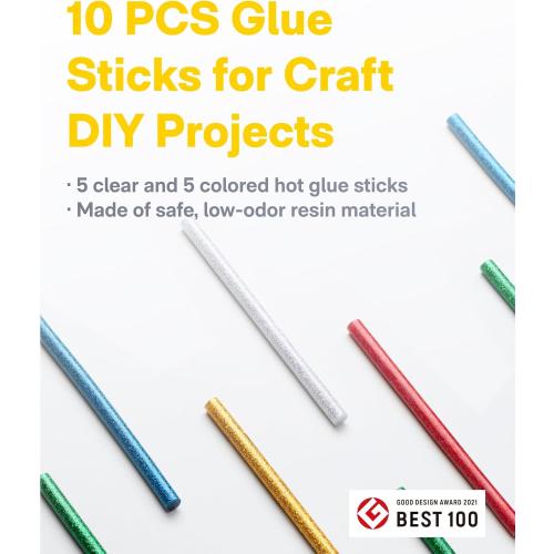 HOTO Cordless Hot Glue Gun, Mini Hot Glue Gun & 10 Colored Glue Sticks