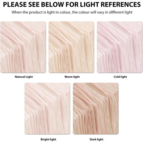 Nialnant 6 Pcs Light Pink Cheesecloth Table Runner,10Ft Pink Table Runners for Wedding Bridal Shower,Holiday Birthday Party