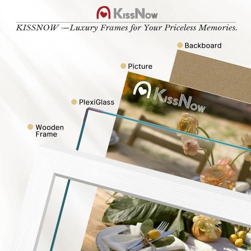 8x10 Picture Frame 2 Pack, White Solid Wood Gallery Photo Frame, Wall Hanging or Tabletop Display