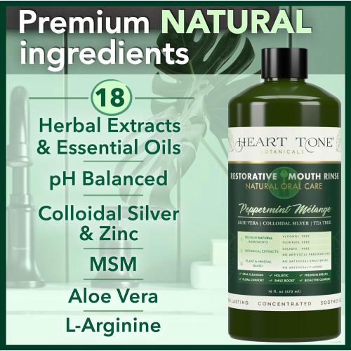 Colloidal Silver Mouthwash | Nano Silver Alcohol-Free Mouth Rinse | Aloe Vera, Zinc, MSM & 18 Botanical CO2 Extracts | pH Balanced | Fluoride Free | Peppermint