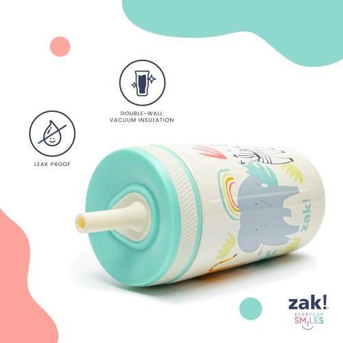 Multicolor 12oz Zak Designs Kelso Toddler Cups For Travel or At Home, 12oz Vacuum Insulated Stainless Steel Sippy Cup With Leak-Proof Design is Perfect For Kids (Spaceships)