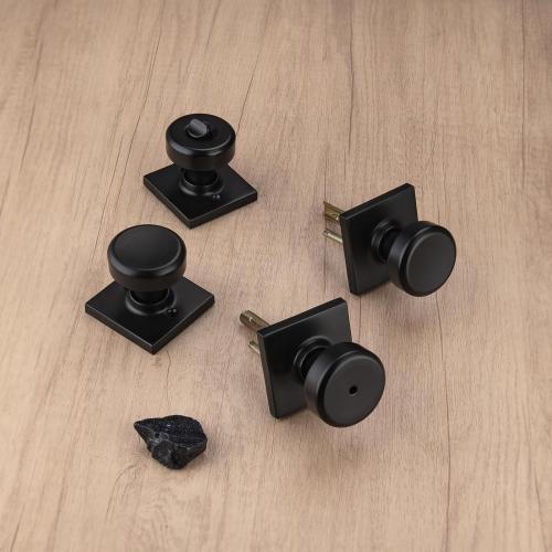 Black Interior Door Knobs with Lock for Bath & Bedroom