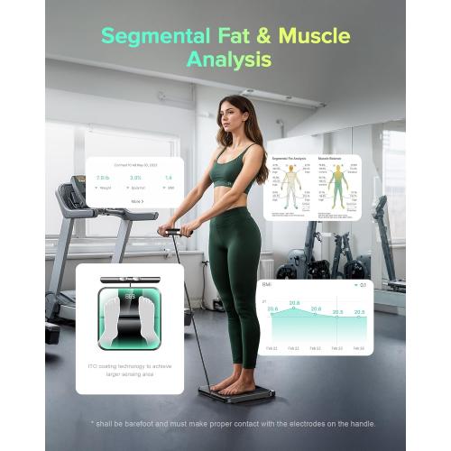 RunStar Scale for Body Weight and Fat, Full-Body Bathroom Scale with 8 Electrodes for BMI, Muscle Mass, High-Accuracy Body Composition Monitor with 28 Metrics & App Connectivity, 3-Metric Display