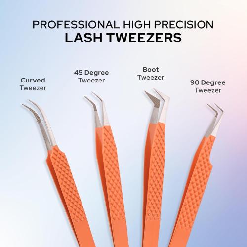 M LASH Tweezers, Eyelash Extensions Set of 4 | White