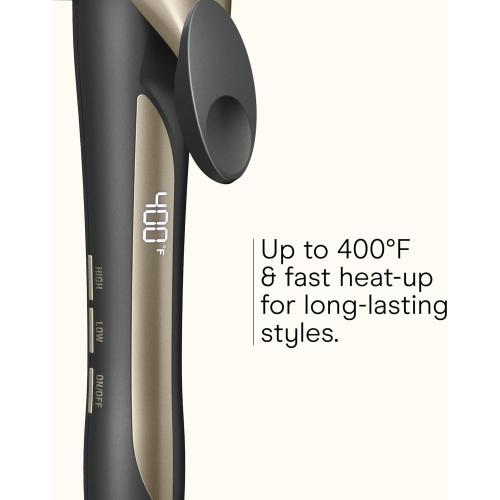 INFINITI PRO CONAIR Tourmaline Ceramic 1¼ Inch Curling Iron, 1¼-Inch Barrel Digital Hair Curler, Produces Loose Curls, 5 Heat Settings, For Use on Medium and Long Hair, Dark Grey