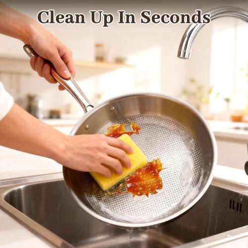 9.45 Inch Titanium Pan,99.6% Titanium Frying Pan for Cooking Healthy Non-Toxic Cookware with Lid Plateful Pan for Even Heating, Induction Compatible, Oven & Broiler Safe