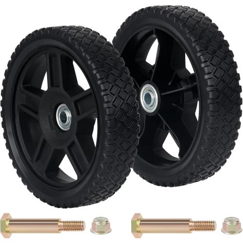 CheeMuii 8 Inch Lawn Mower Wheels 2 Pack 8 Push Lawn Mower Wheels with Bolts and Lock Nuts Kit Fit for Most Standard push Lawn Mowers/Generator/Garden Tiller/Handtruck