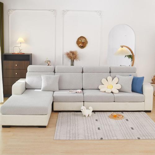 Sofa Covers Couch Covers for Sofa Pet Friendly Couch Cushion Covers Universal Sofa Covers Washable Stretch Slipcovers for Sectional Sofa (Texture Light Gray,Large Single Seat Cover)