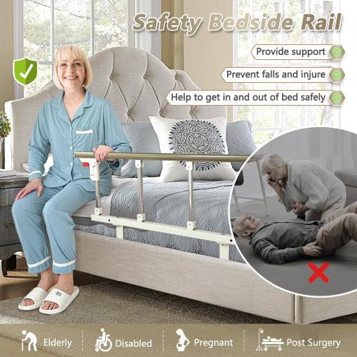 Bed Rails for Elderly Adults Safety Seniors Bed Cane Assist Bar Railings Handle Bedside Rail Adjustable Hospital Assistive Devices Guard Fall Prevention Handicap Grab Bar Support Rail