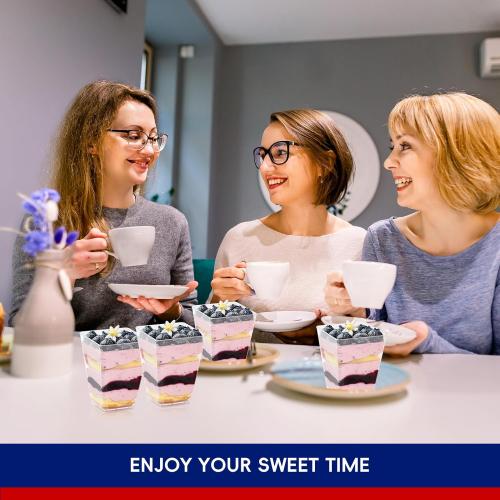 JOLLY CHEF 50 Pack 5 oz Plastic Dessert Cups with Lids and Spoons, Yogurt Parfait Appetizer Cup for Party, Clear Mini Dessert Shooter for Pudding Fruit Trifle Ice Cream