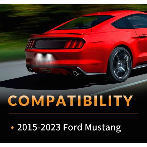 LED License Plate Lights Compatible with Ford Mustang 2015-2023 Rear Tag Lamps 6000K White, 2PCS