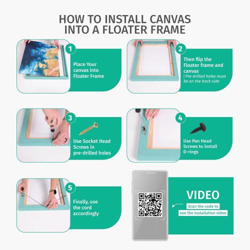 PIXY CANVAS Value Pack of 16x20 Stretched Canvas 3/4 (0.75) inch deep and Floater Frame for Your Paintings/Artwrok/Wall Art/Wall Decor (Natural Oak, 16 x 20 inch, Landscape)