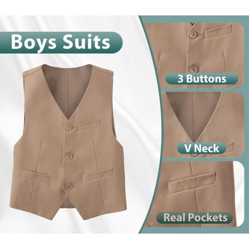 Boys Suits 3 Piece Slim Fit Suit Set Dresswear Ring Bearer Outfit for Boy